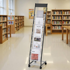 VEVOR Brochure Display Rack, Narrow 6-Tier Magazine Literature Display Stand with Wheels, Metal Floor Standing Magazine