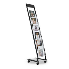 VEVOR Brochure Display Rack, Narrow 6-Tier Magazine Literature Display Stand with Wheels, Metal Floor Standing Magazine