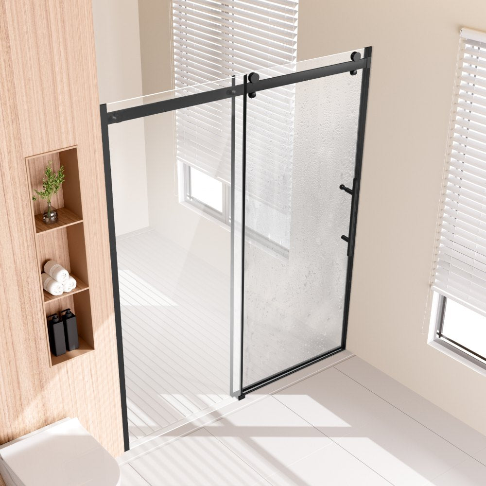 VEVOR Frameless Shower Door, 58-59 W x 75 H in, Shower Sliding Glass Door with 5/16 in(8mm) Clear SGCC Tempered Glass