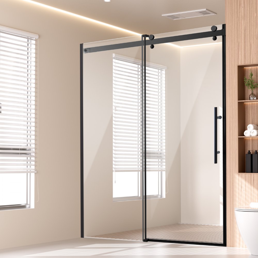 VEVOR Frameless Shower Door, 58-59 W x 75 H in, Shower Sliding Glass Door with 5/16 in(8mm) Clear SGCC Tempered Glass