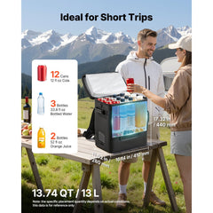 VEVOR 12 Volt Refrigerator, 13.7 QT/ 13L Car Fridge, Portable Electric Freezer Compressor, 12V/24V DC, 21℉ to 50℉/ -6℃