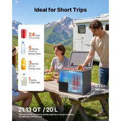 VEVOR 12 Volt Refrigerator, 21.1 QT/ 20L Car Fridge, Portable Ultra-Light EPP Freezer, APP Control Electric Compressor