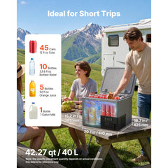 VEVOR 12 Volt Refrigerator, 42.3 QT/ 40L Car Fridge, Portable Ultra-Light EPP Freezer, APP Control Electric Compressor