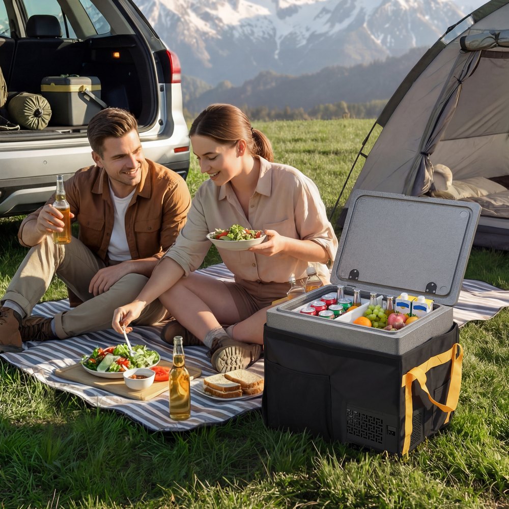 VEVOR 12 Volt Refrigerator, 42.3 QT/ 40L Car Fridge, Portable Ultra-Light EPP Freezer, APP Control Electric Compressor