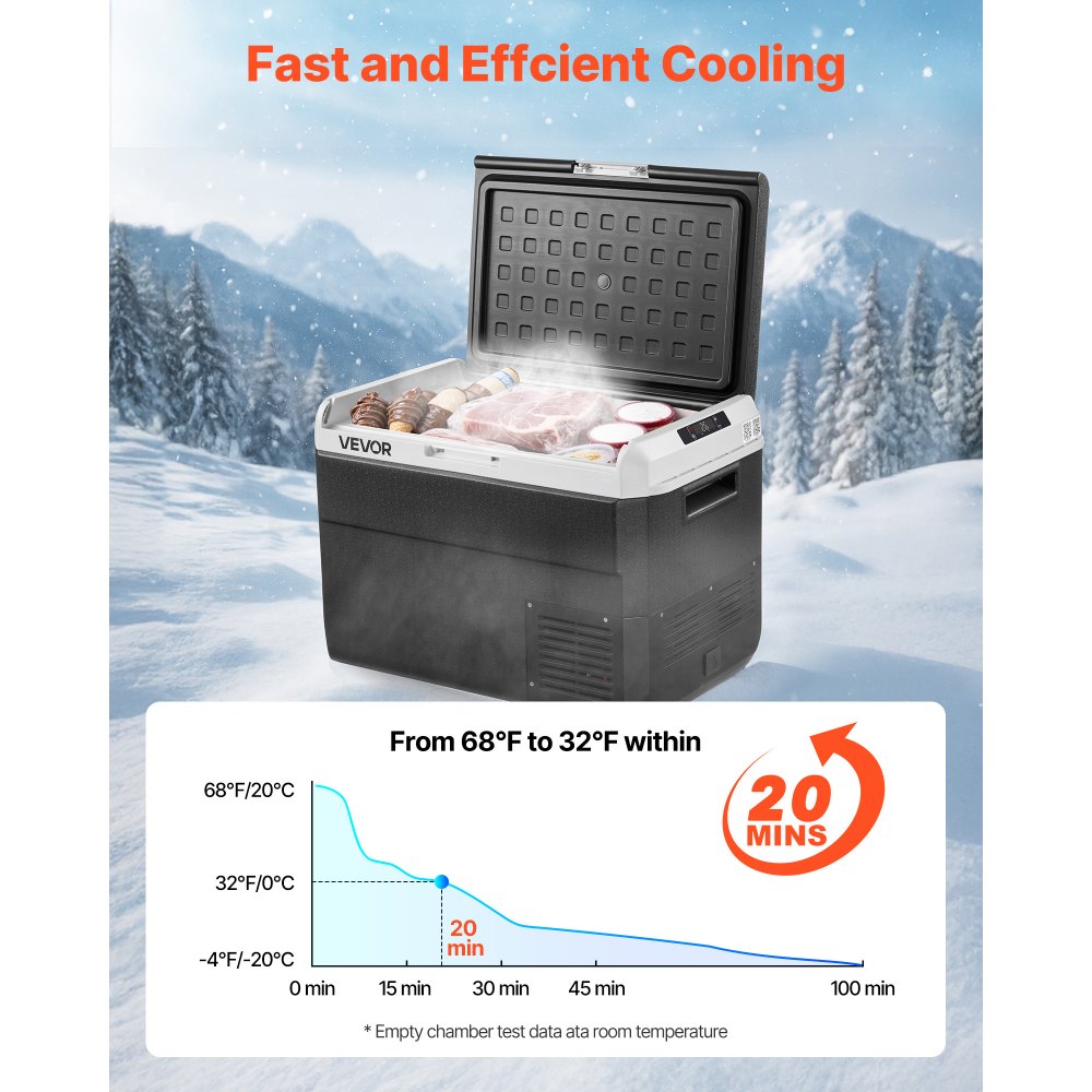 VEVOR 12 Volt Car Refrigerator, 52.8QT/50L Car Fridge, Portable Electric Cooler with -4℉~68℉ Adjustable Temperature