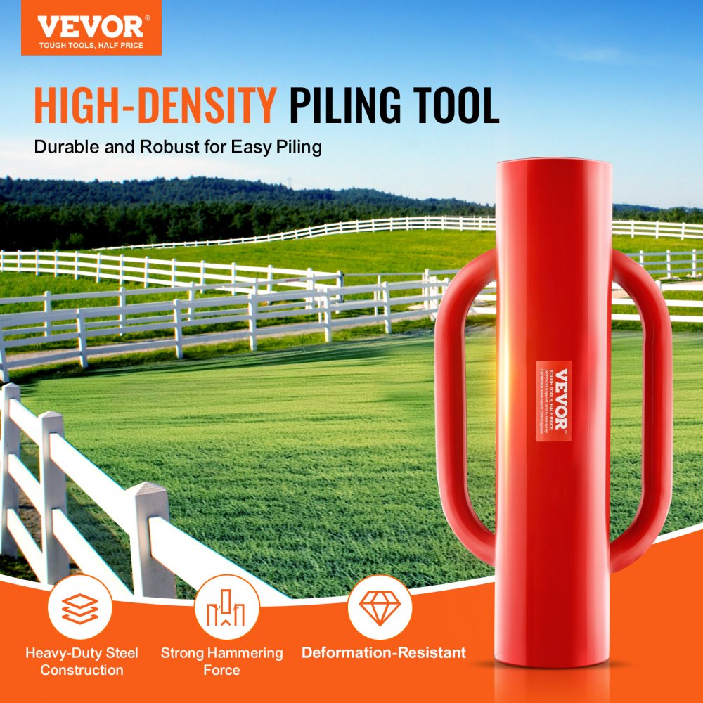 VEVOR Fence Post Driver with Handles, 2.7 in Inner Diameter T Post Pole Pounder, 14LB Heavy Duty Carbon Steel Hand Post