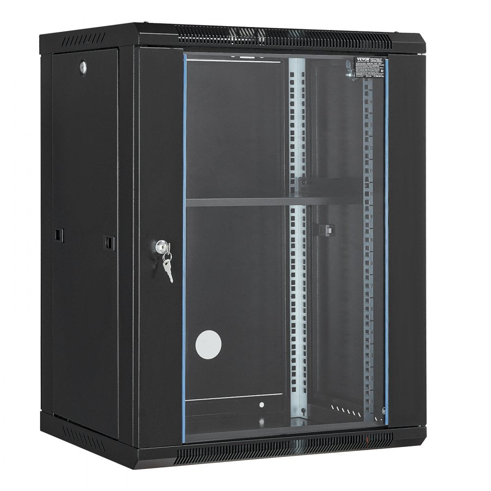 VEVOR 15U Wall Mount Network Cabinet, 500 lbs Max. Ground Load Capacity, Server Rack Cabinet Enclosure with Locking