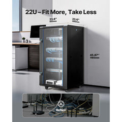 VEVOR 22U Network Cabinet Wall Mount, 23.6 in Depth, 300 lbs Max Load Capacity Server Cabinet Rack Enclosure with