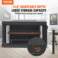 VEVOR 6U Wall Mount Network Server Cabinet, 15.5'' Deep, Server Rack Cabinet Enclosure, 200 lbs Max. Ground-mounted