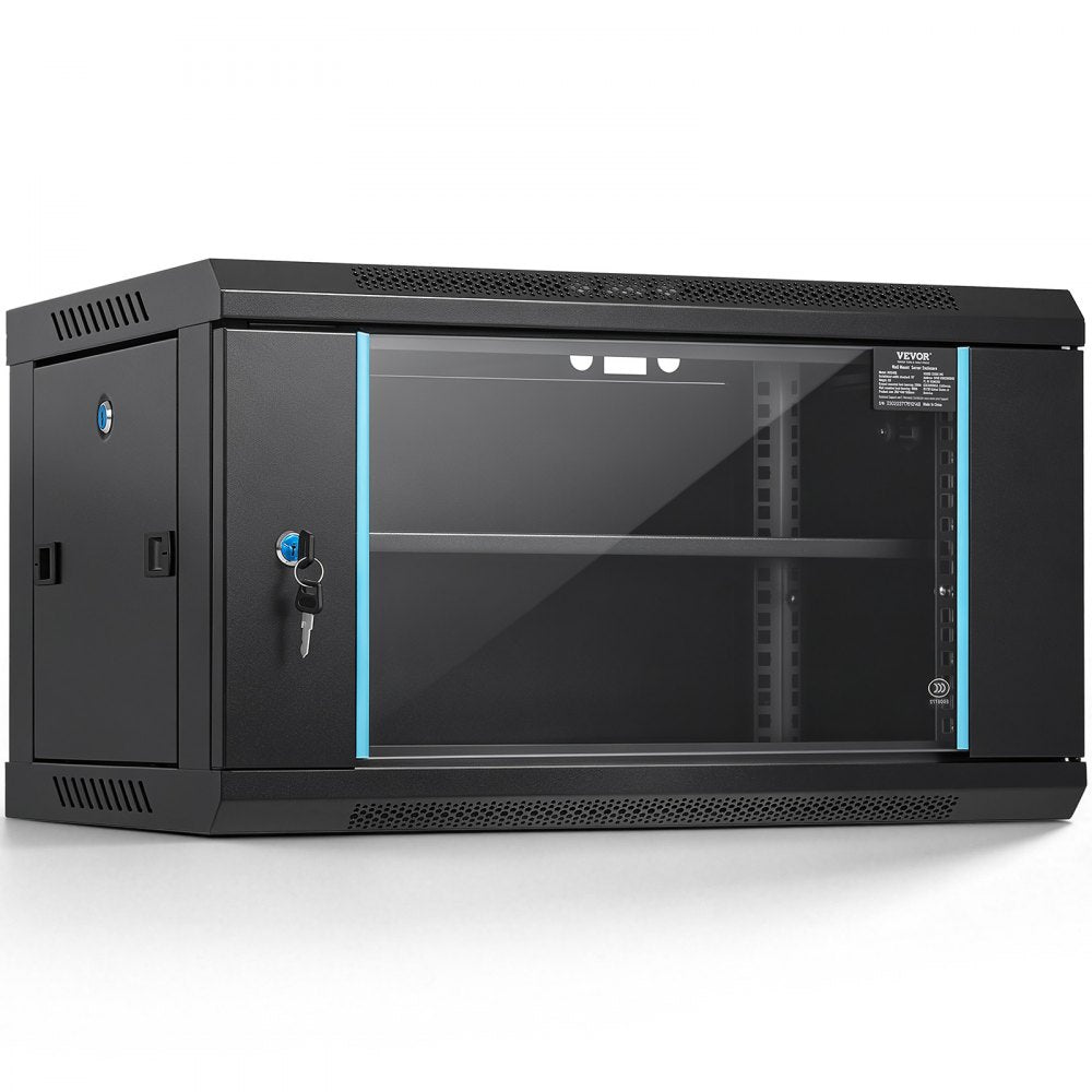 VEVOR 6U Wall Mount Network Server Cabinet, 15.5'' Deep, Server Rack Cabinet Enclosure, 200 lbs Max. Ground-mounted