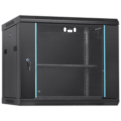 VEVOR 9U Wall-Mounted Server Network Cabinet, 15.5'' Depth, Secure Rack Enclosure, Supports up to 200 lbs, Features