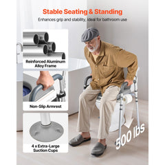 VEVOR Bedside Commode Chair, 500 lbs Capacity, 4-in-1 Portable Toilet and Raised Toilet Seat with Padded Seat &
