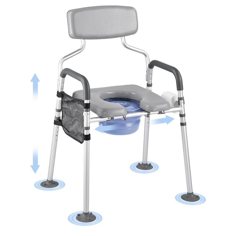 VEVOR Bedside Commode Chair, 500 lbs Capacity, 4-in-1 Portable Toilet and Raised Toilet Seat with Padded Seat &