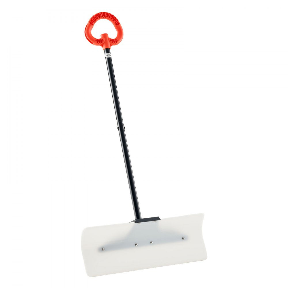 VEVOR Snow Pusher Shovel, 24 in Wide Outdoor Snowplow Shovel with Ergonomic Grip, HDPE Plastic Blade, Winter Shovels