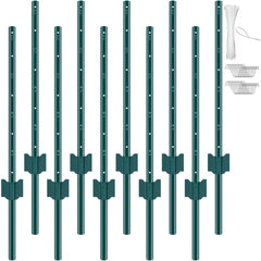 VEVOR 3 Feet Fence Post, 10 Pack U-Channel Heavy Duty Metal Fence Posts, Sturdy Steel Fence Stakes for Garden Yard