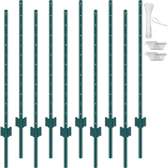 VEVOR 4 Feet Fence Post, 10 Pack U-Channel Heavy Duty Metal Fence Posts, Sturdy Steel Fence Stakes for Garden Yard