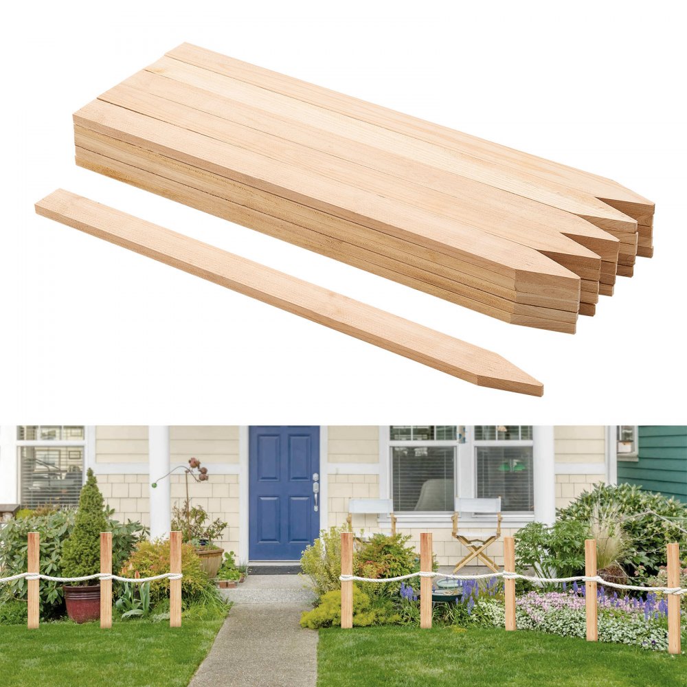 VEVOR Wooden Garden Stakes, 25 Pcs 24 x 0.5 x1.5 in Survey Grading Stakes, Garden Ground Stake with Sharp Point, Fir