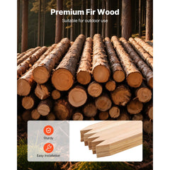 VEVOR Wooden Garden Stakes, 25 Pcs 36 x 0.5 x1.5 in Survey Grading Stakes, Garden Ground Stake with Sharp Point, Fir