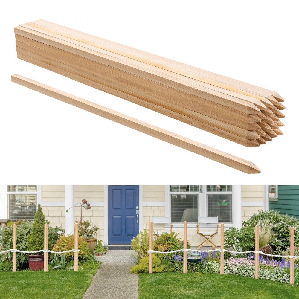 VEVOR Wooden Garden Stakes, 25 Pcs 36x0.75x0.75 in Survey Grading Stakes, Garden Ground Stake with Sharp Point, Fir