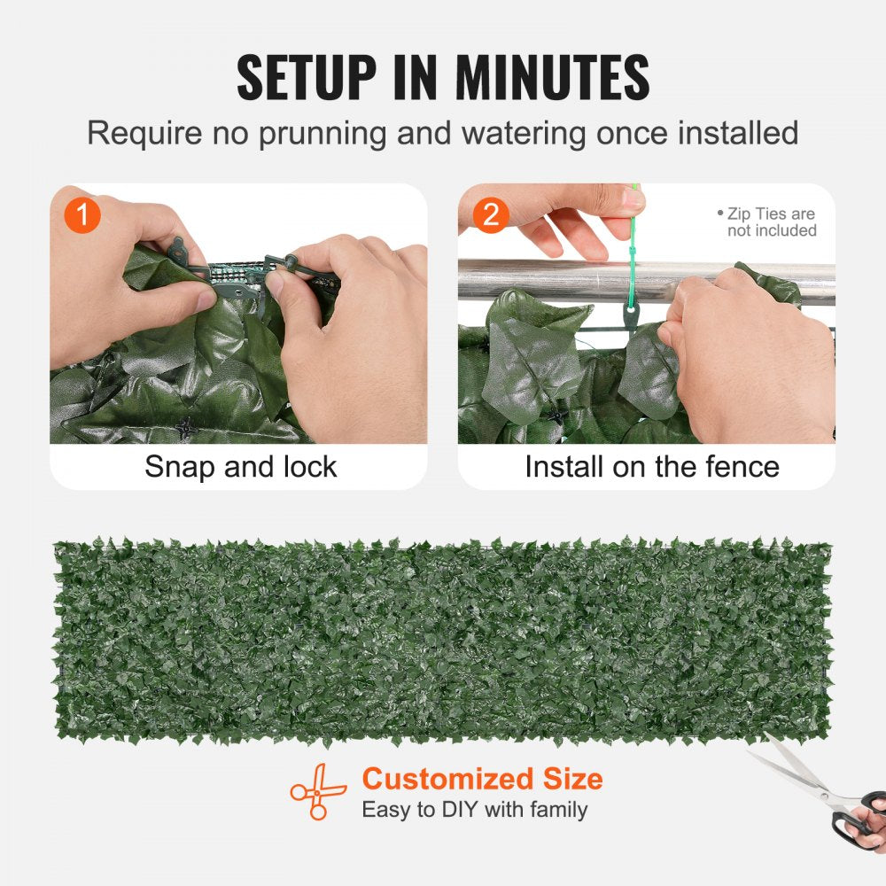 VEVOR Ivy Privacy Fence, 39 x 158in Artificial Green Wall Screen, Greenery Ivy Fence with Mesh Cloth Backing and