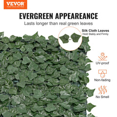 VEVOR Privacy Ivy Fence, 59 x 118in Artificial Green Wall Screen, Greenery Ivy Fence with Mesh Cloth Backing and