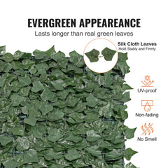 VEVOR Ivy Privacy Fence, 59 x 158in Artificial Green Wall Screen, Greenery Ivy Fence w/ Mesh Cloth Backing and