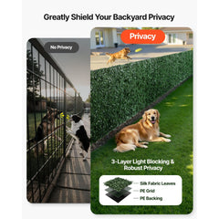 VEVOR Ivy Privacy Fence, 96 x 72 in Artificial Green Wall Screen, Greenery Ivy Fence with Mesh Cloth Backing and
