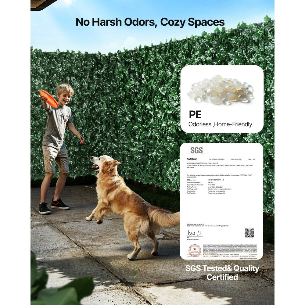 VEVOR Ivy Privacy Fence, 96 x 72 in Artificial Green Wall Screen, Greenery Ivy Fence with Strengthened Joint, Faux
