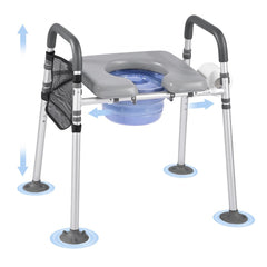 VEVOR Bedside Commode Chair, 500 lbs Capacity, 4-in-1 Portable Toilet and Raised Toilet Seat with Padded Seat &