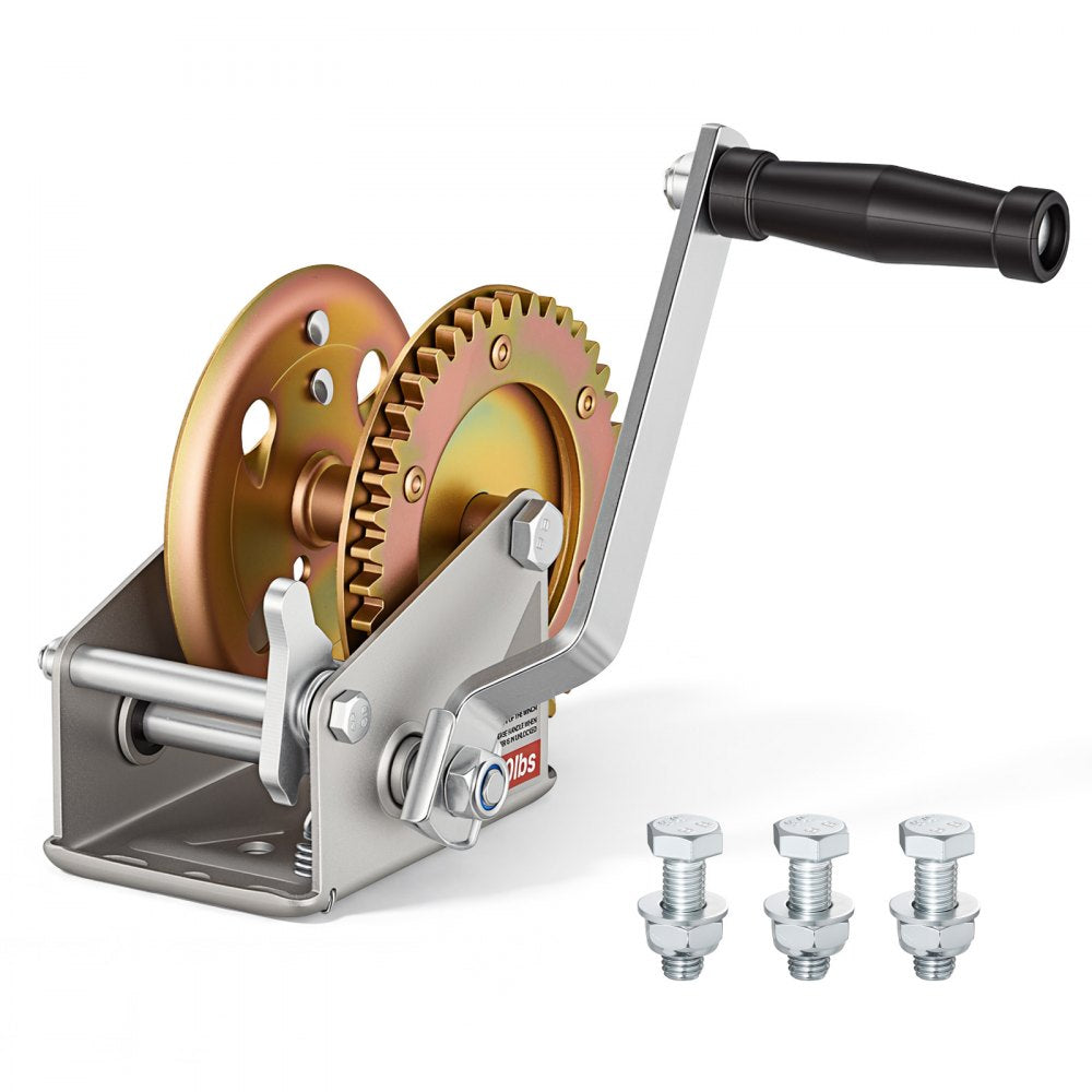VEVOR Boat Winch, 1600 lbs Hand Winch, Heavy Duty Manual Rope Crank, Portable Two-Way Ratchet, 4: 1 Gear Ratio, Easy