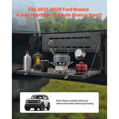 VEVOR Tailgate Table for 2021-2026 Ford Bronco 4 Door Hardtops (Exclude Bronco Sport), Foldable Molle Panel Drop Down