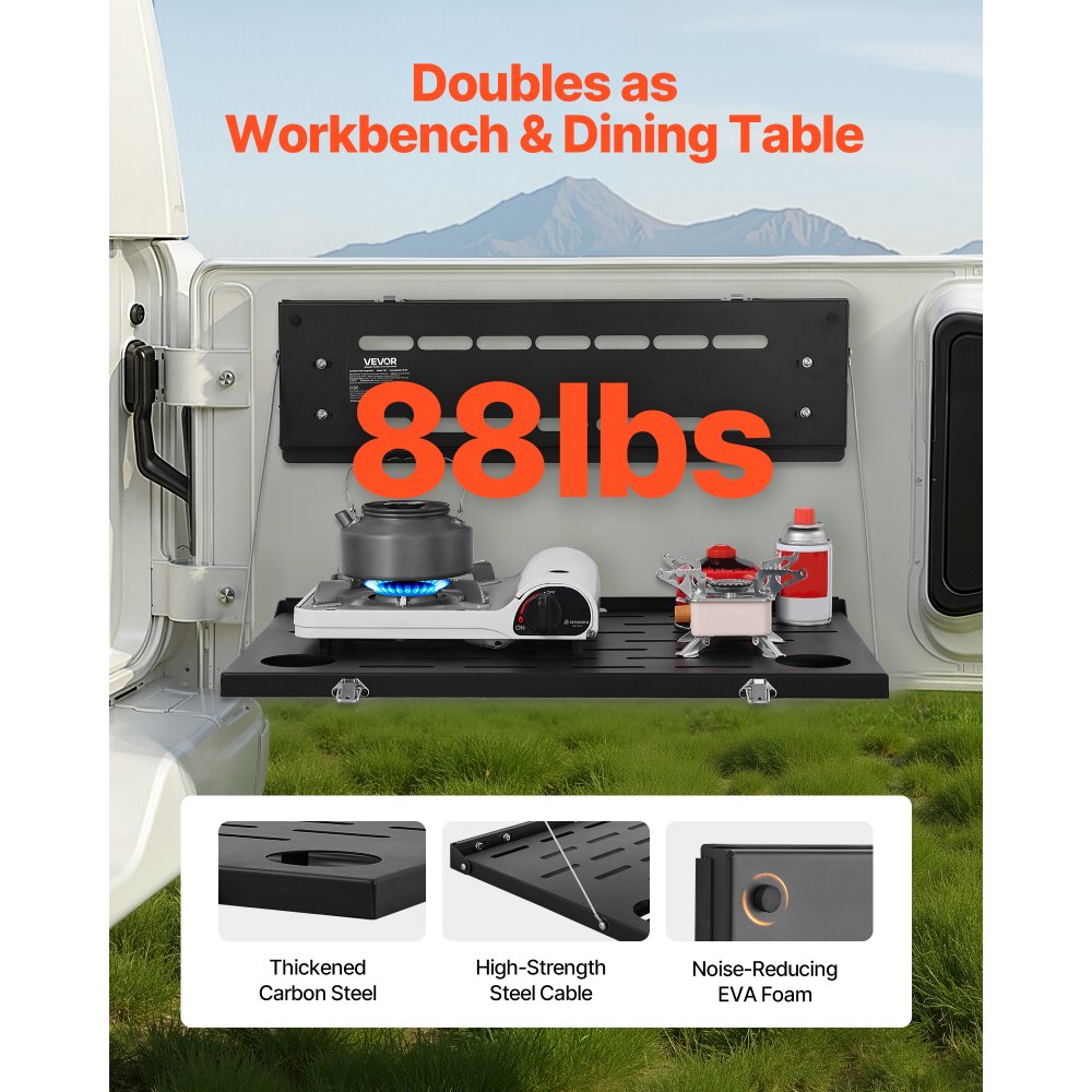 VEVOR Tailgate Table for 2021-2026 Ford Bronco 4 Door Hardtops (Exclude Bronco Sport), Foldable Molle Panel Drop Down