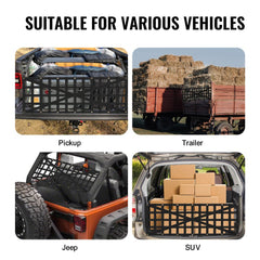 VEVOR Tailgate Net, 54 in x 18 in, Heavy Duty Cargo Net for Truck Bed with 4 Adjustable Telescopic Straps