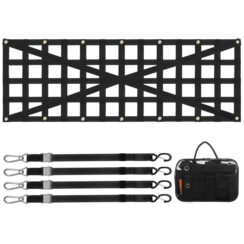 VEVOR Tailgate Net, 54 in x 18 in, Heavy Duty Cargo Net for Truck Bed with 4 Adjustable Telescopic Straps