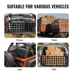 VEVOR Tailgate Net, 54 in x 18 in, Heavy Duty Cargo Net for Truck Bed with 4 Adjustable Telescopic Straps, Extendable &