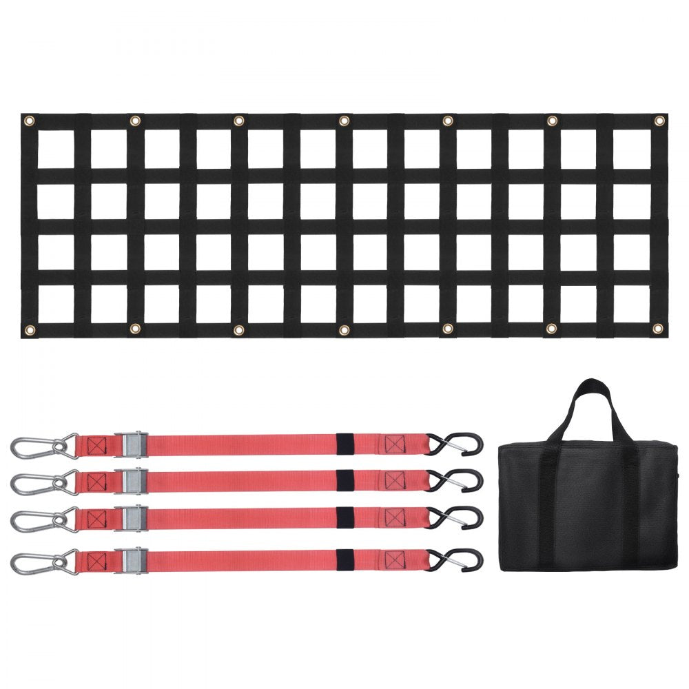VEVOR Tailgate Net, 54 in x 18 in, Heavy Duty Cargo Net for Truck Bed with 4 Adjustable Telescopic Straps, Extendable &