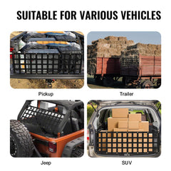 VEVOR Tailgate Net, 60 in x 18 in, Heavy Duty Cargo Net for Truck Bed with 4 Adjustable Telescopic Straps, Extendable &