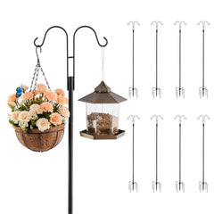VEVOR Double Shepherds Hooks for Outdoor, 8 Pack 76 Inch Heavy Duty Bird Feeder Pole, 3/4 Inch Thick Garden Hooks for