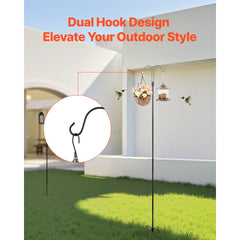 VEVOR Double Shepherds Hooks for Outdoor, 8 Pack 92 Inch Heavy Duty Bird Feeder Pole, 3/4 Inch Thick Garden Hooks for