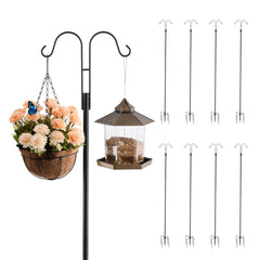 VEVOR Double Shepherds Hooks for Outdoor, 8 Pack 92 Inch Heavy Duty Bird Feeder Pole, 3/4 Inch Thick Garden Hooks for