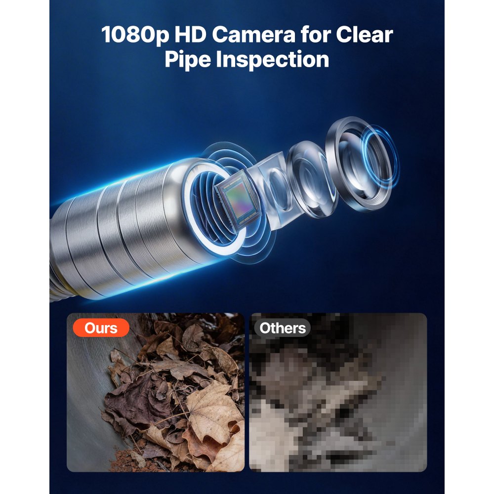 VEVOR 2026 Upgraded Sewer Camera with WiFi, 65.6ft/20m Drain Pipeline Camera, IP68 Snake Plumbing Cameras with Light