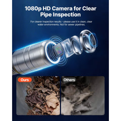 VEVOR 2026 Upgraded Sewer Camera with WiFi, 98.4ft/30m Drain Pipeline Camera, IP68 Snake Plumbing Cameras with Light