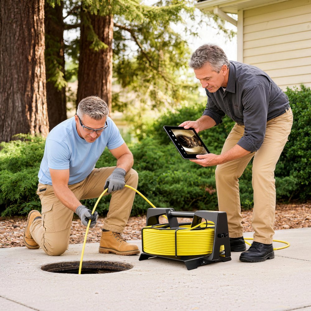 VEVOR 2026 Upgraded Sewer Camera with WiFi, 98.4ft/30m Drain Pipeline Camera, IP68 Snake Plumbing Cameras with Light