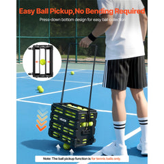 VEVOR Tennis Ball Hopper, Holds 80 Tennis Balls, Pickleball Basket Cart with Wheels for Easy Pick Up, Portable