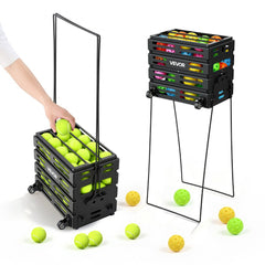 VEVOR Tennis Ball Hopper, Holds 80 Tennis Balls, Pickleball Basket Cart with Wheels for Easy Pick Up, Portable