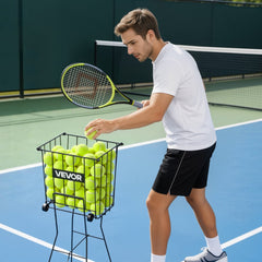 VEVOR Tennis Ball Hopper, Holds 75 Tennis Balls, Pickleball Basket Cart with Wheels for Easy Pick Up, Portable