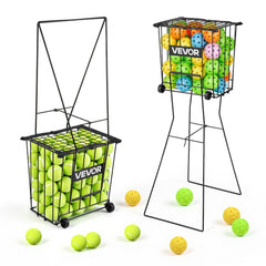 VEVOR Tennis Ball Hopper, Holds 75 Tennis Balls, Pickleball Basket Cart with Wheels for Easy Pick Up, Portable