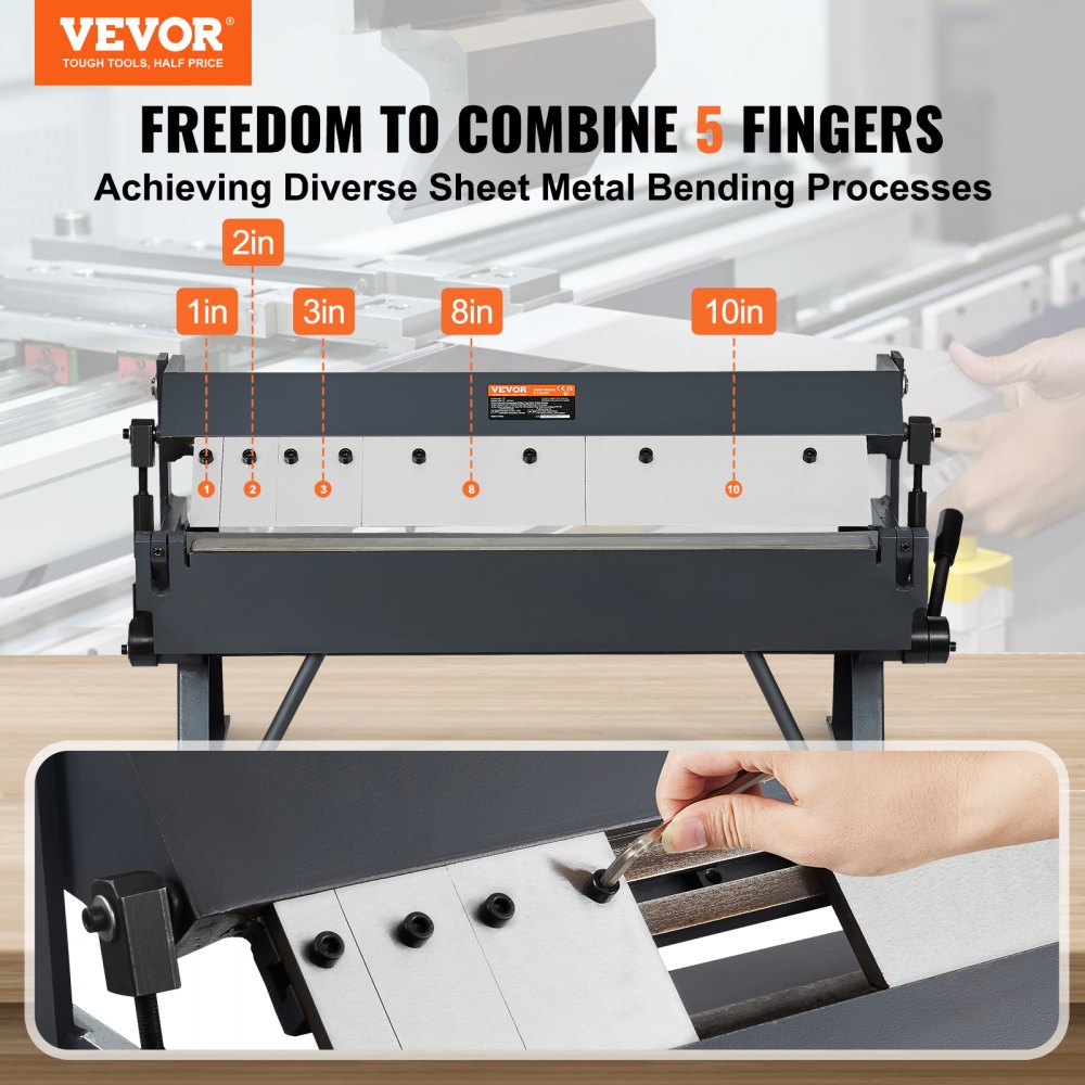 VEVOR Box and Pan Brake, 24-Inch, 0-130 Degrees Sheet Metal Bending Brake, Portable Metal Bender with 20 Gauge Low