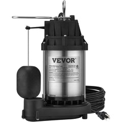 VEVOR Sump Pump, 1/2 HP 3960 GPH, Submersible Stainless Steel Water Pump, 1-1/2" NPT Discharge With 33 ft Cord