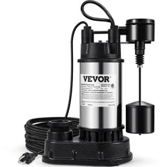 VEVOR 1.5 HP Submersible Cast Iron and Steel Sump Pump, 6000 GPH Submersible Water Pump with Integrated Vertical Float